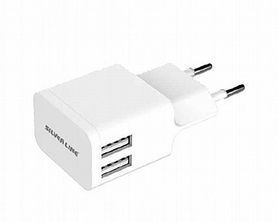 ���� ��� ������ + ��� SWC244 2.4A 2USB ���� Silver Line �����